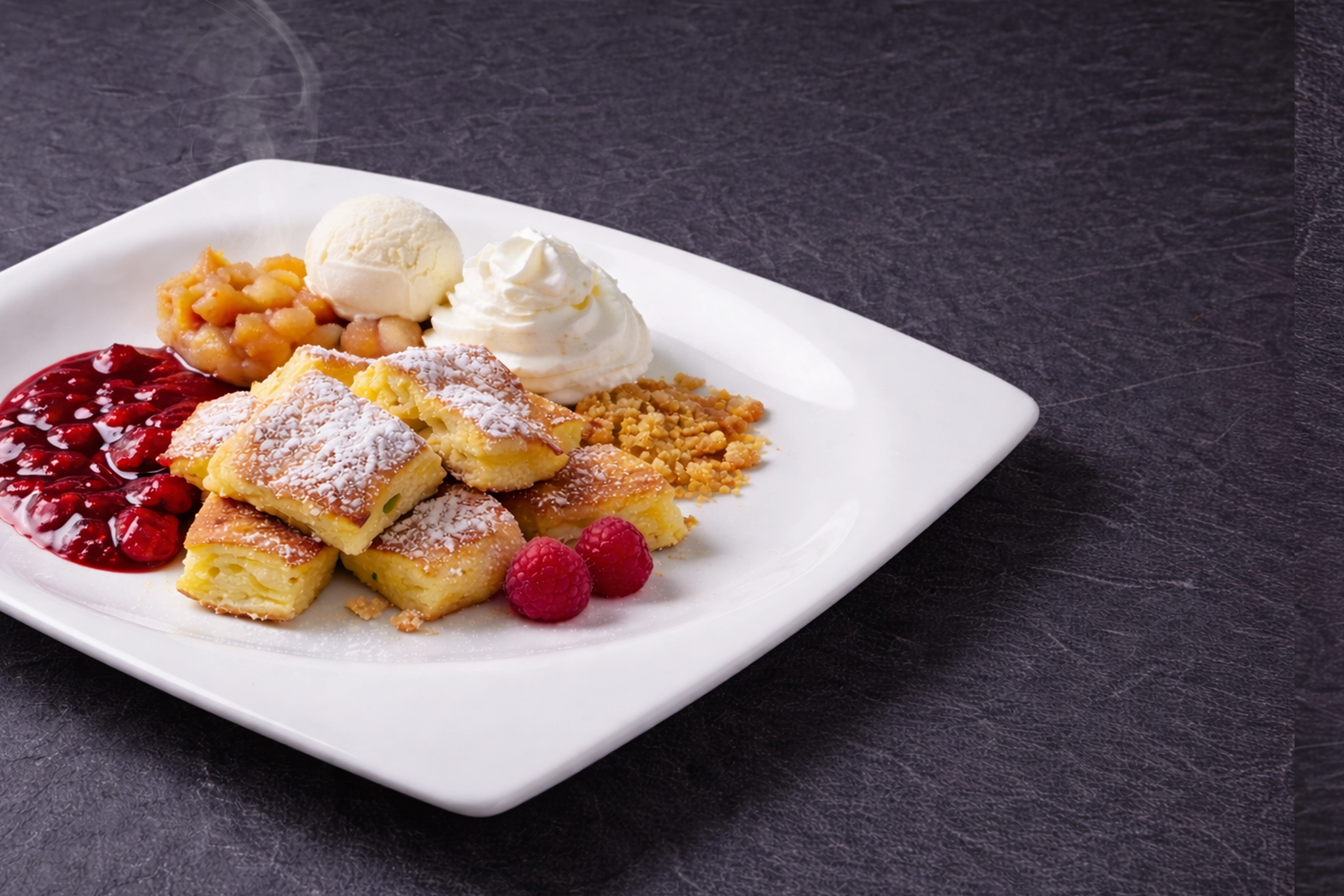 Kaiserschmarrn mit heißen Himbeeren